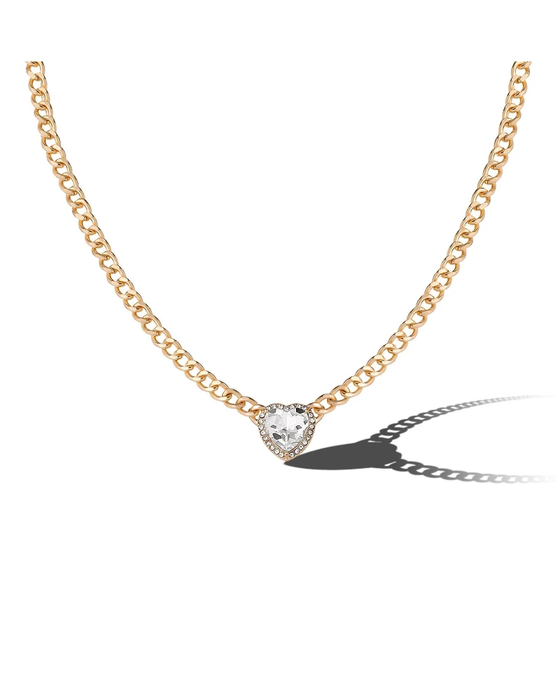 Jessica Simpson Gold-Tone Heart Pendant Necklace & Crystal Stud Earring Set