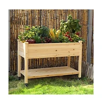 Slickblue Outdoor Wood Raised Garden Bed Planter Box on Wheels for Easy Mobility