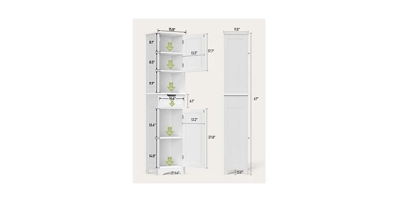 Slickbue Linen Tower Cabinet for Bathroom with 2 Doors, Drawer, and Shelving for Storage