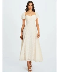 Miss Circle Women Pandora White Bubble Sleeve Backless Maxi Dress