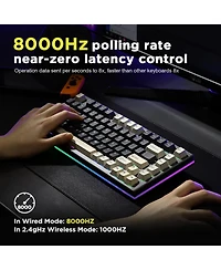 Yunzii RT80 Rapid Trigger Hall Effect Magnetic Gaming Keyboard, 8K Polling Rate,75% Layout,Bt/2.4GHz/Wired,Rgb Backlit,Hot Swap,Adjustable Actuation W