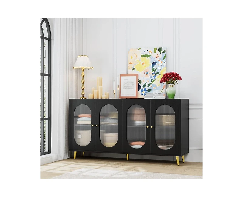 Casainc Freestanding Storage Accent Cabinet with Acrylic Doors