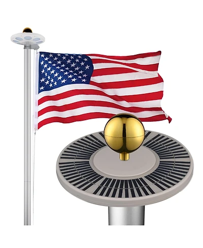 Yescom Bravery 13Gauge Heavy Duty Flag Pole Kit with Solar Light 30Ft High Wind Flagpoles for Outside House In Ground