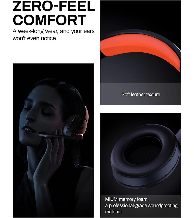 Acer 2.4GHz Flex Wireless Gaming Headset | Red + Orange | 100H Battery, 50mm Drivers, Noise-Canceling Mic | Bluetooth 5.3, 3.5mm | PS4, Pc, Music, Mee