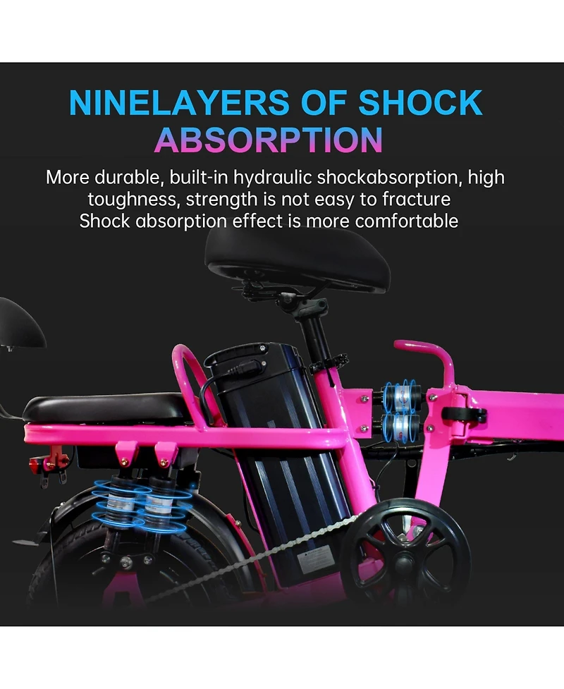 Ltmate Global Inc. Foldable Electric Bicycle, 500W Peak Motor 45 Miles 80KM Max Range, Upgraded E-bike with Front Basket, Phone Holder and Digital Dis