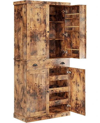 Ironck Kitchen Pantry Cabinet 72" Height, with Drawer, Rack, Vintage Brown