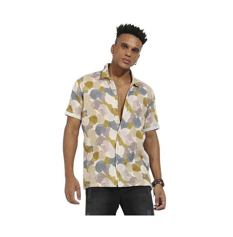 Campus Sutra Men's Multicolour Abstract Print Shirt