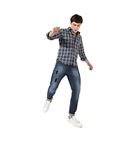 Campus Sutra Men's Blue Checkered Regular Fit Casual Shirt