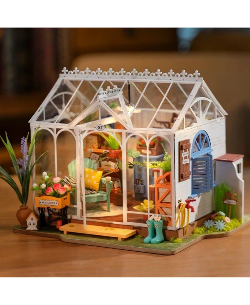 Robotime Dreamy Garden House Diy Miniature House Kit Christmas Birthday Gifts for Boys & Girls, Multicolored, 9.6"7.5"7.5"