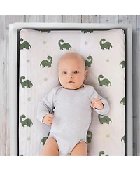 The Peanutshell Changing Pad Cover for Baby Boys, Green Dino Minky