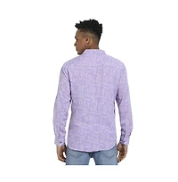 Campus Sutra Men's Lavender Minimal Aztec Shirt