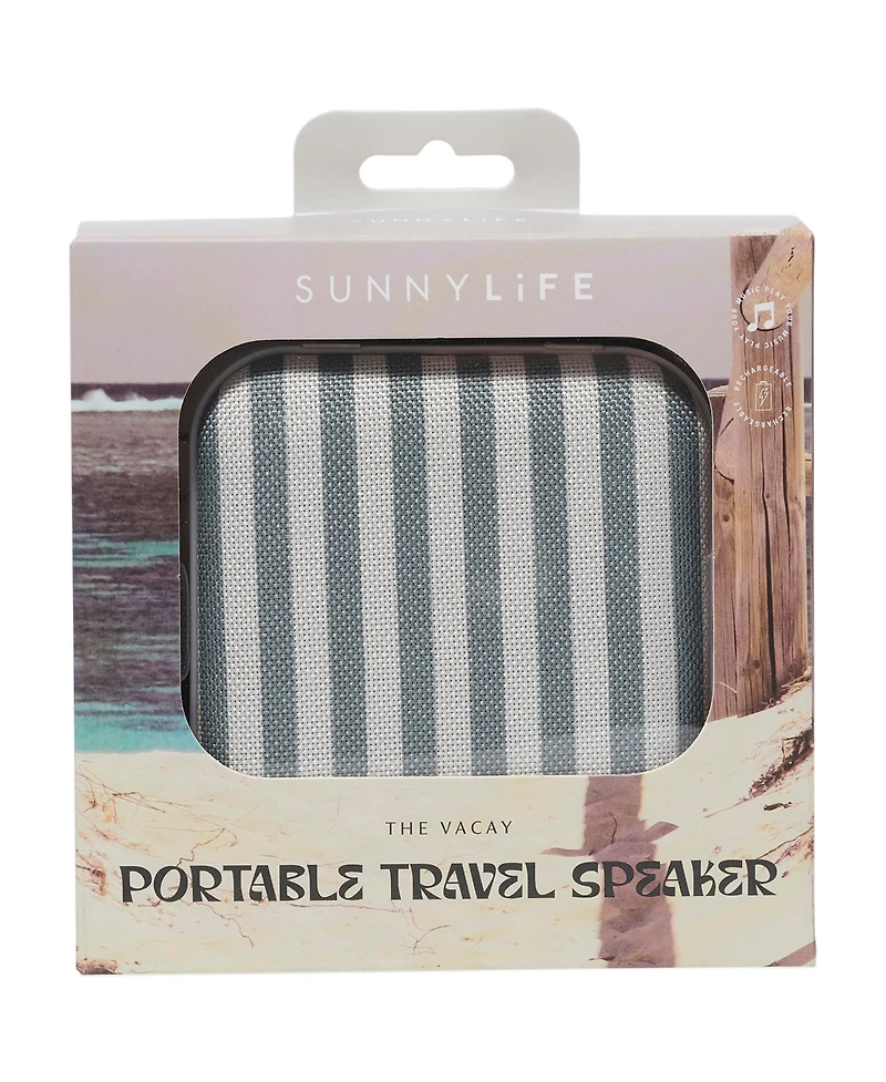 Sunnylife Portable Travel Speaker: Vacay Olive Stripe