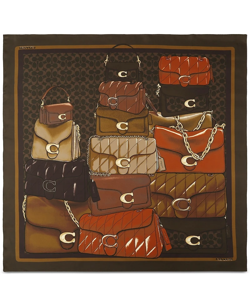 Coach Stacked Handbag Printed Silk Scarf