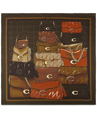 Coach Stacked Handbag Printed Silk Scarf