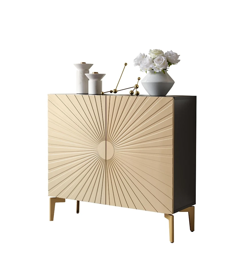 Kings Brand Furniture George Console Table for Entryway, Wood Sofa Table, Elegant Hallway Tables (Black Frame, White Door)