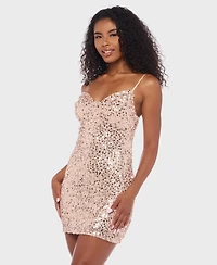 Alex & Sophia Juniors' Sequined Short Dress