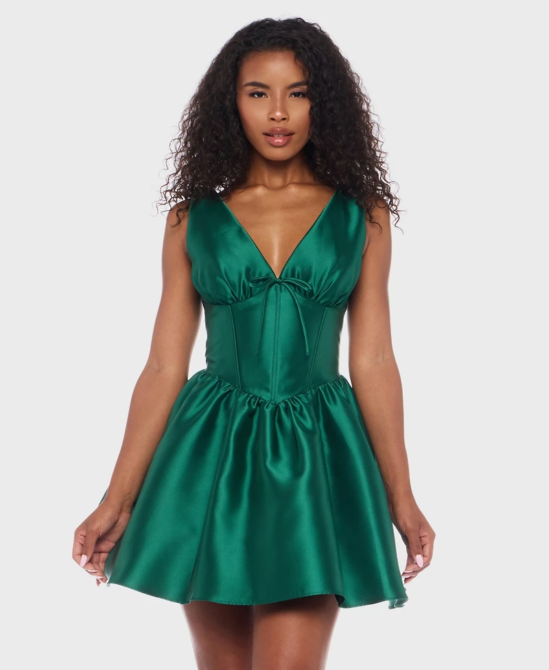 Alex & Sophia Juniors Wide Strap V-Neck Party Dress