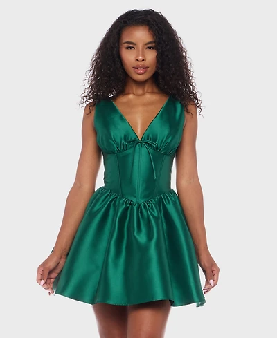 Alex & Sophia Juniors Wide Strap V-Neck Party Dress
