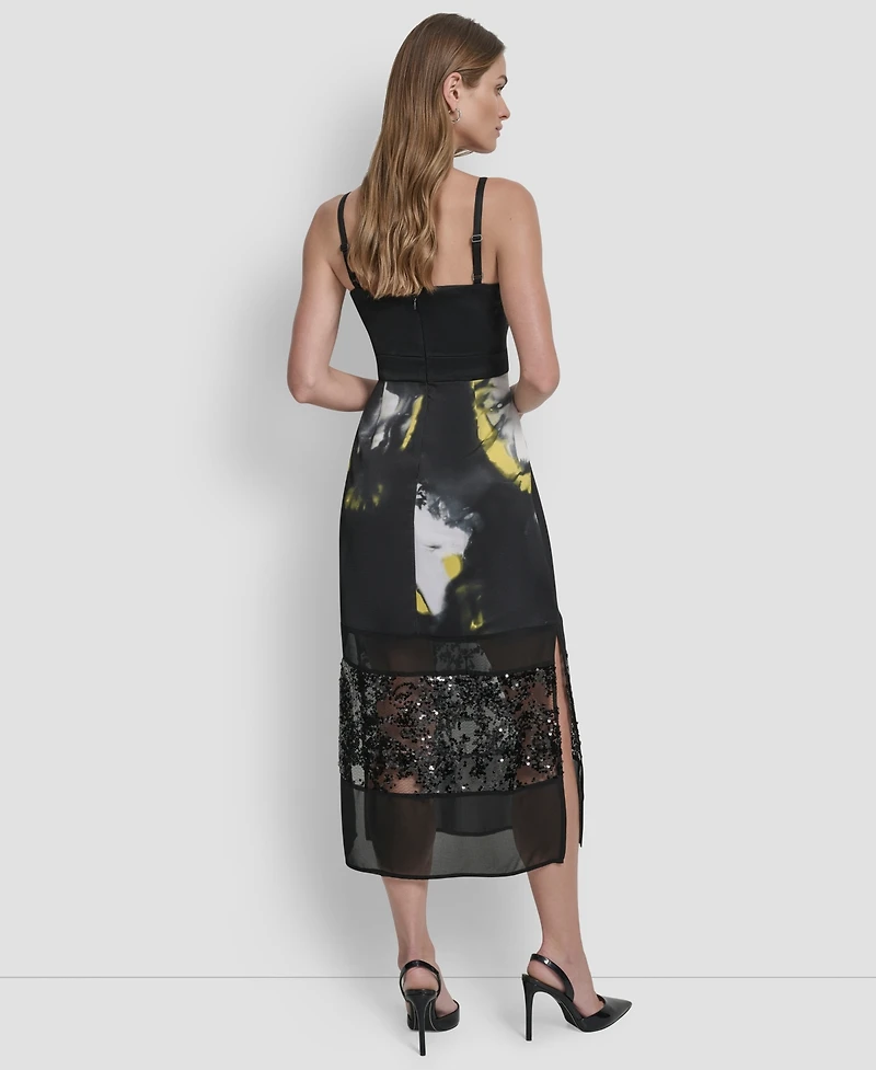 Dkny Women's V-Neck Paneled Midi Dress