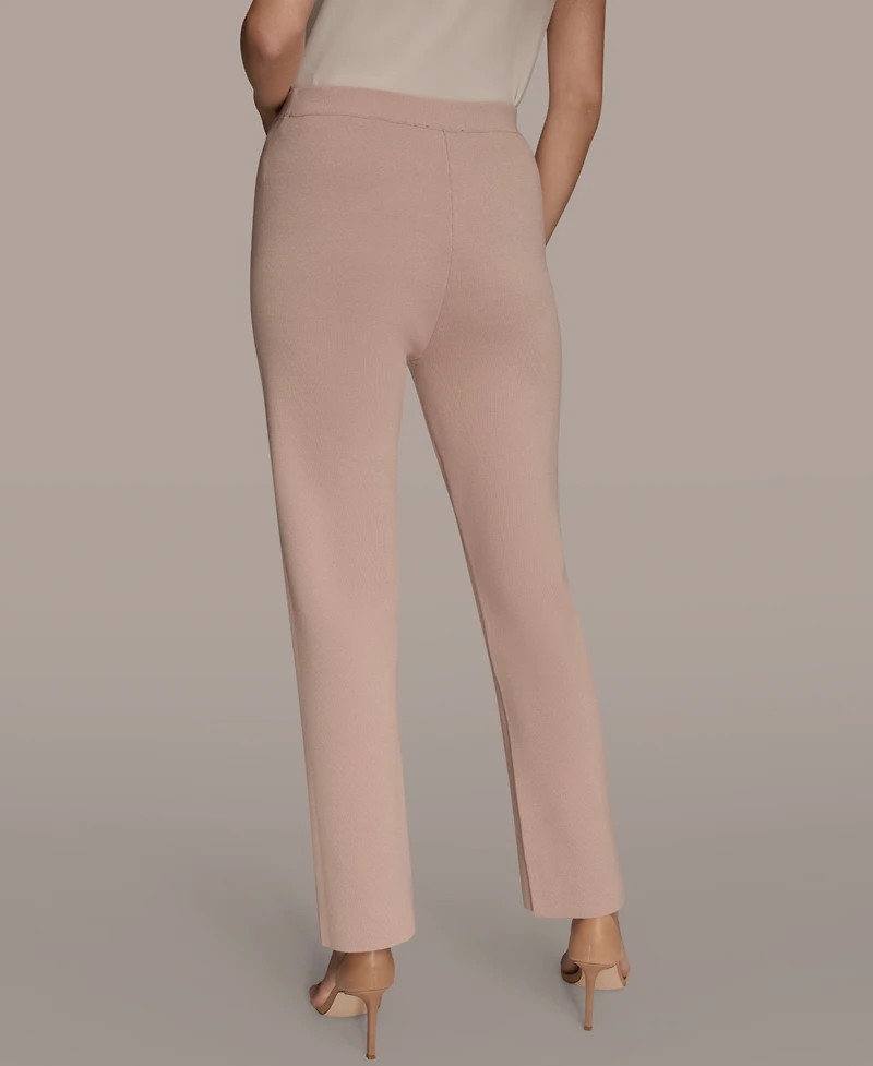 Donna Karan New York Women's Mid Rise Knit Straight Ankle Sweater Pants
