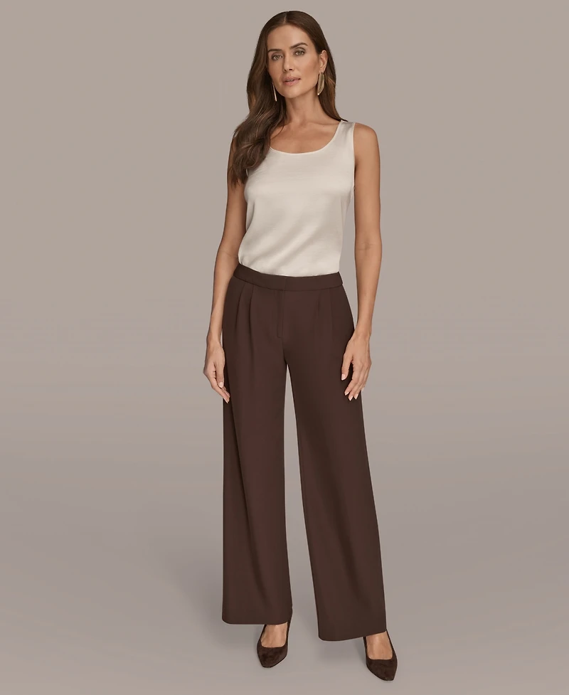 Donna Karan New York Women's Petites High Waist Wide Leg Pants, Regular & Petite