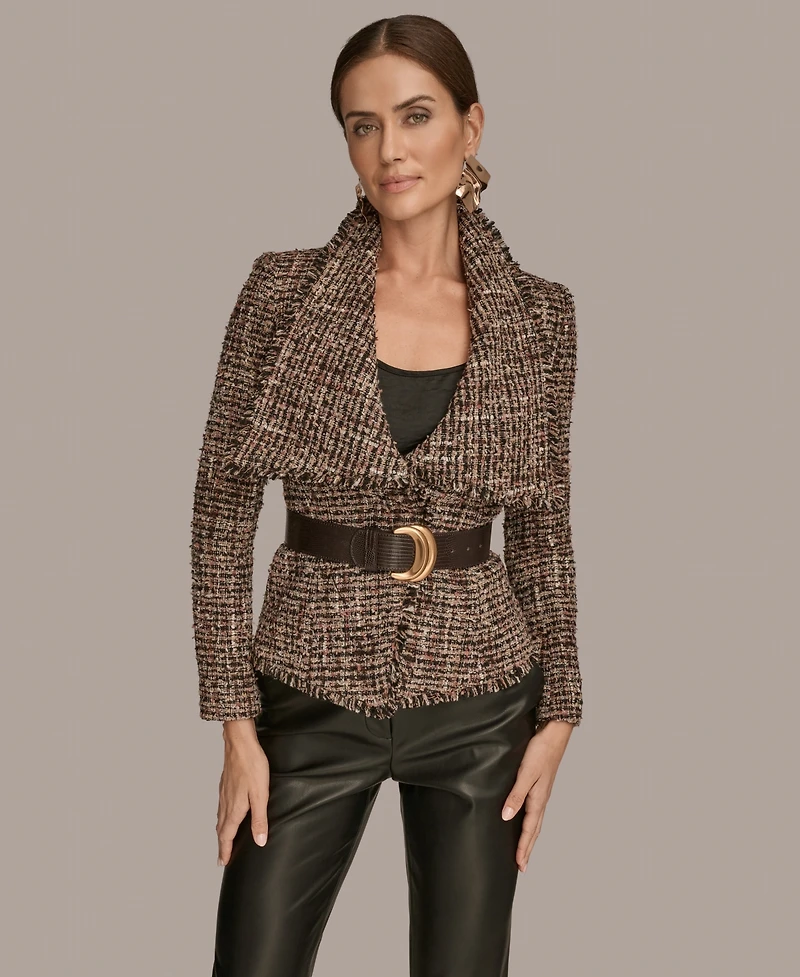 Donna Karan New York Women's Belted Tweed Blazer