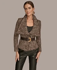 Donna Karan New York Women's Belted Tweed Blazer