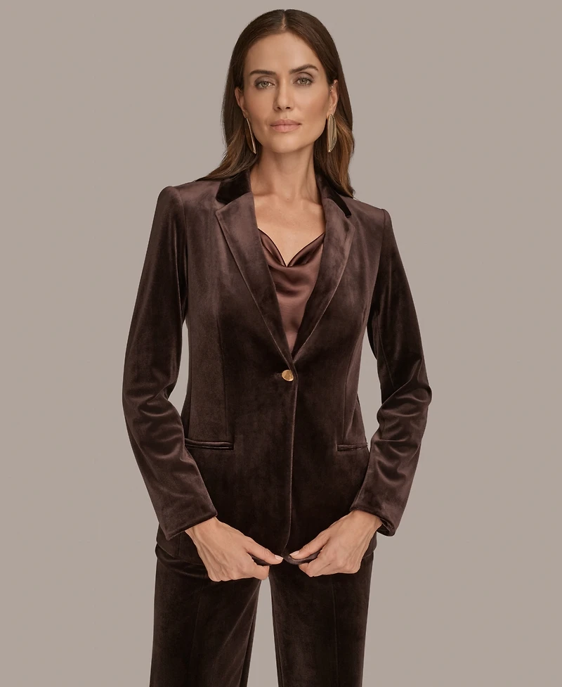Donna Karan New York Women's Velvet One Button Jacket