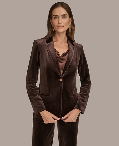 Donna Karan New York Women's Velvet One Button Jacket