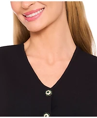 CeCe Women's Jewel Button Sleeveless Vest