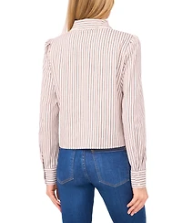 CeCe Women's Striped Button Down Shirt