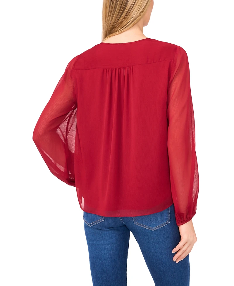 CeCe Women's Long Sleeve Ruffle Detail Top