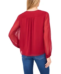 CeCe Women's Long Sleeve Ruffle Detail Top