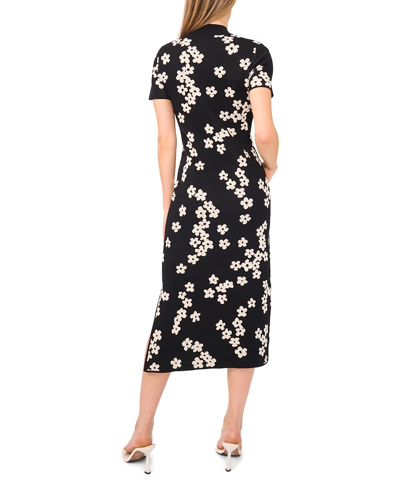 CeCe Women's Flower Jacquard Maxi Knit Dress