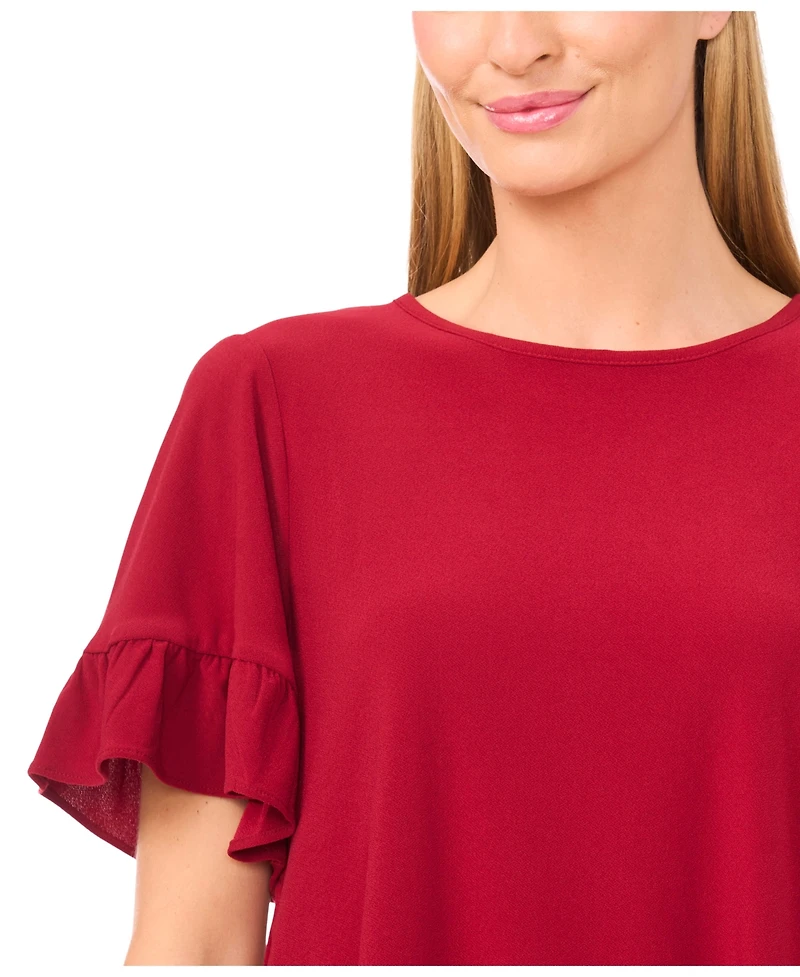 CeCe Women's Ruffled Short-Sleeve Tiered Top