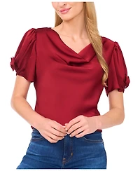 CeCe Women's Cowl Neck Bubble Short Sleeves Top