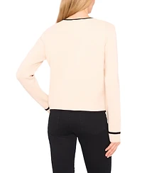 CeCe Women's Patch Pocket Tipping Cardigan Sweater