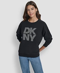 Dkny Jeans Women's Rhinestone Crew Neck Sweatshirt