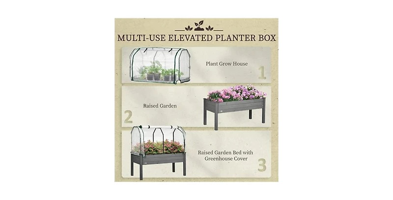 Slickblue Wood Elevated Garden Bed with Greenhouse Cover for Ideal Outdoor Growing
