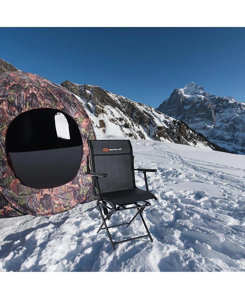 Costway Swivel Hunting Chair Foldable Mesh Chair w/ Armrests for Outdoor Activities