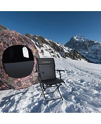 Costway Swivel Hunting Chair Foldable Mesh Chair w/ Armrests for Outdoor Activities