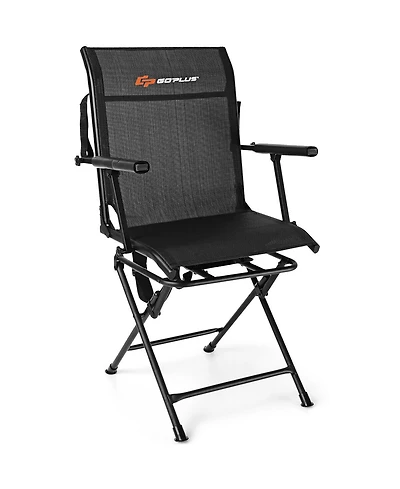 Costway Swivel Hunting Chair Foldable Mesh Chair w/ Armrests for Outdoor Activities