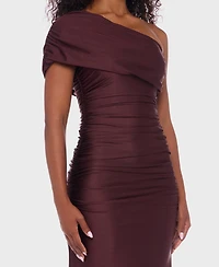 B Darlin Juniors' One-Shoulder Draped Floor-Sweeping Gown