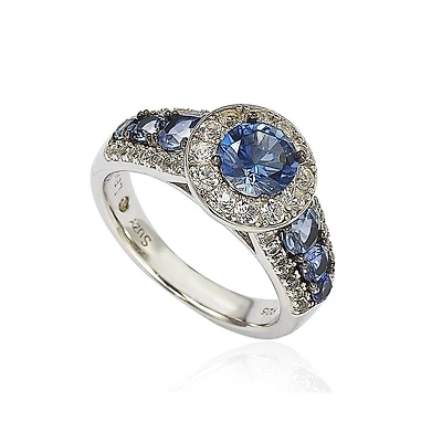 Suzy Levian New York Sterling Silver Sapphire 7 Stone Ring