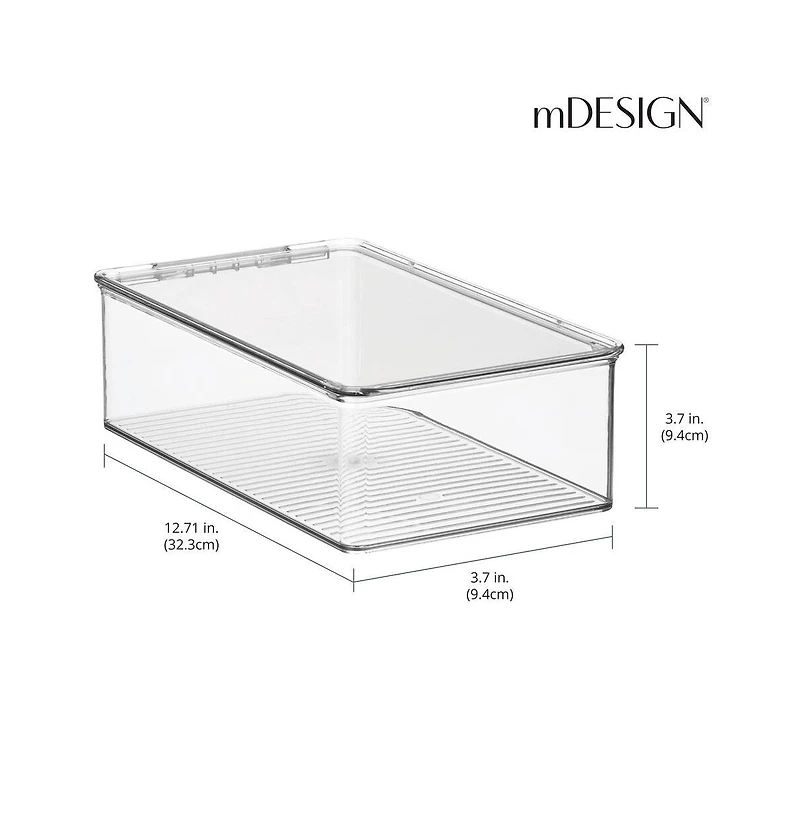 mDesign Plastic Stackable Playroom/Game Box with Hinged Lid, Set of 6, Clear