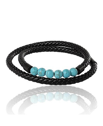 Lucky Brand Leather & Turquoise Beaded Bracelet