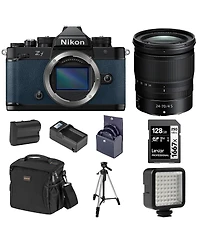 Nikon Z f Mirrorless Camera, Blue with Nikkor Z 24-70mm f/4 S Lens, Bundle with Battery, 128GB Memory Card, W49 Mini Led Light and Tripod