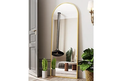 Antok Full Length Mirror, 64"x21" Floor Mirror, Arch Floor Standing Mirror Freestanding Arch Full Body with Stand for Bedroom, Hanging Mount