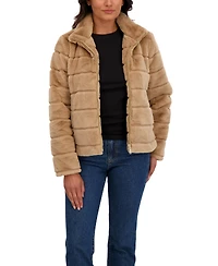 Sebby Collection Women's Grooved Short Faux Fur Jacket