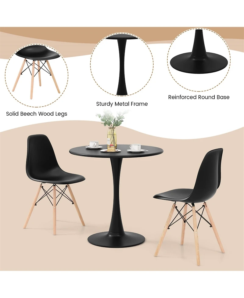 Gymax 5PCS Dining Set Modern Round Dining Table 4 Chairs for Small Space Kitchen
